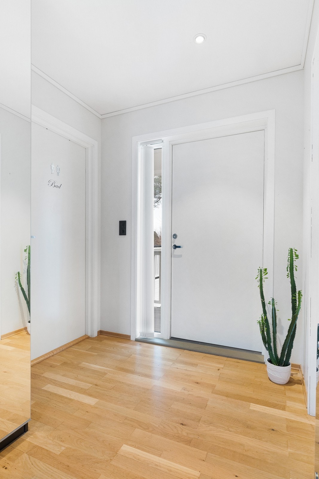 Lys og åpen entre med god plass til yttertøy og sko Galleribilde