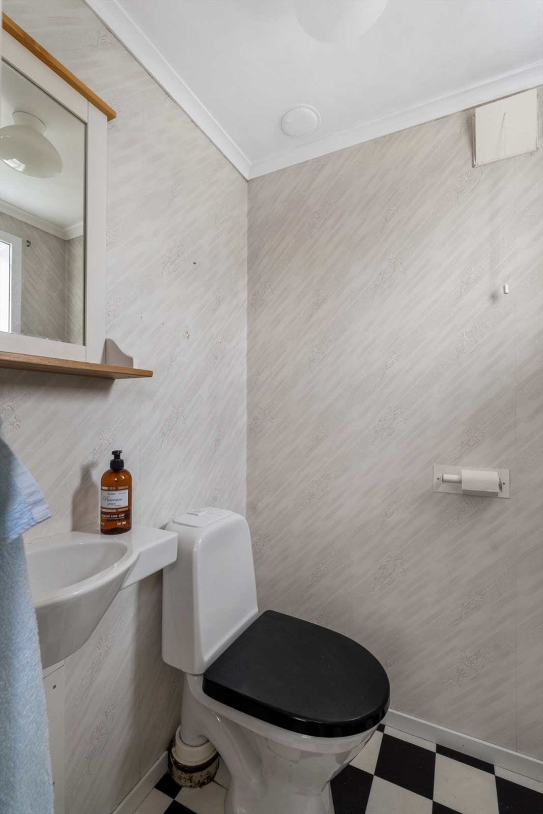 Praktisk toalettrom med servant, plassert i tilknytning til inngangspartiet. Galleribilde