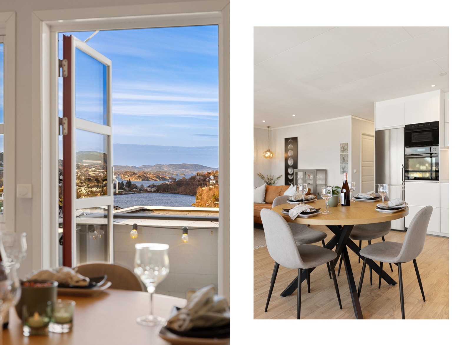 Utgang til nordvendt altan fra stuen med nydelig utsikt. Galleribilde