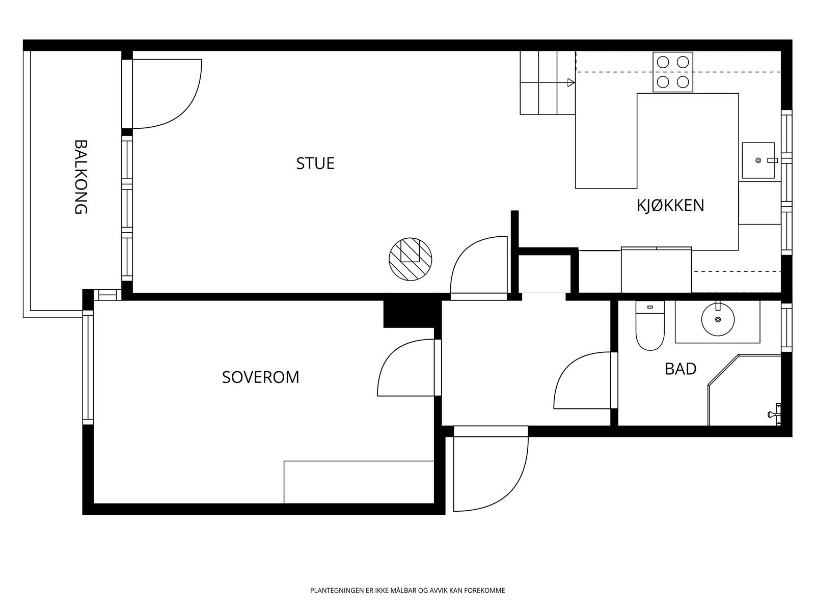 Leiligheten går over to plan. Hovedetasjen har følgende planløsning Galleribilde