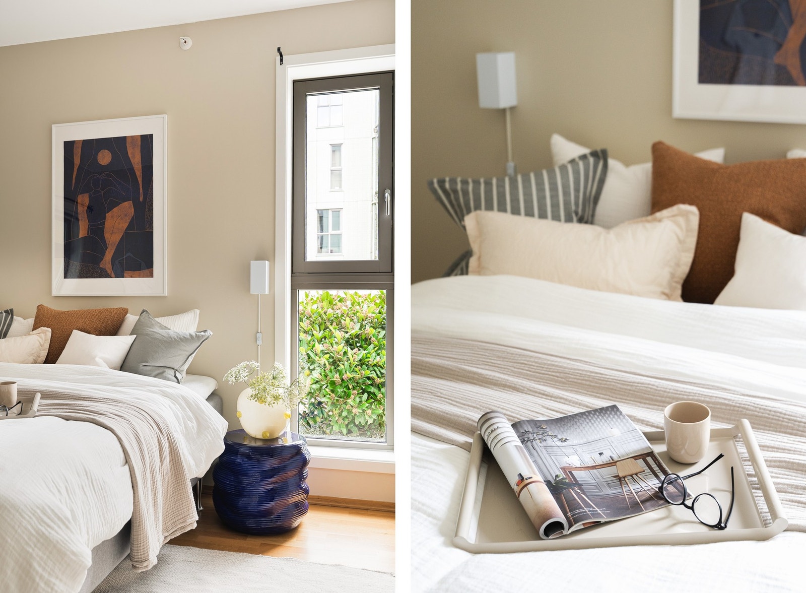 Nye nattlamper og taklampe på soverommet. Galleribilde