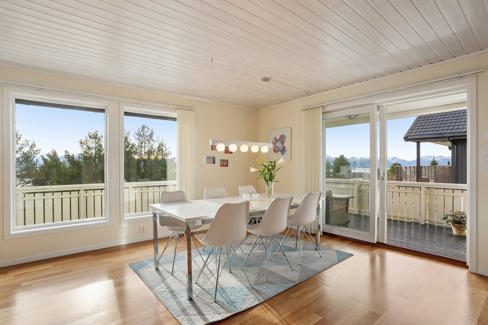 Fra spisestuen er det direkte utgang til verandaen via en skyvedør som ble montert i 2009. Galleribilde