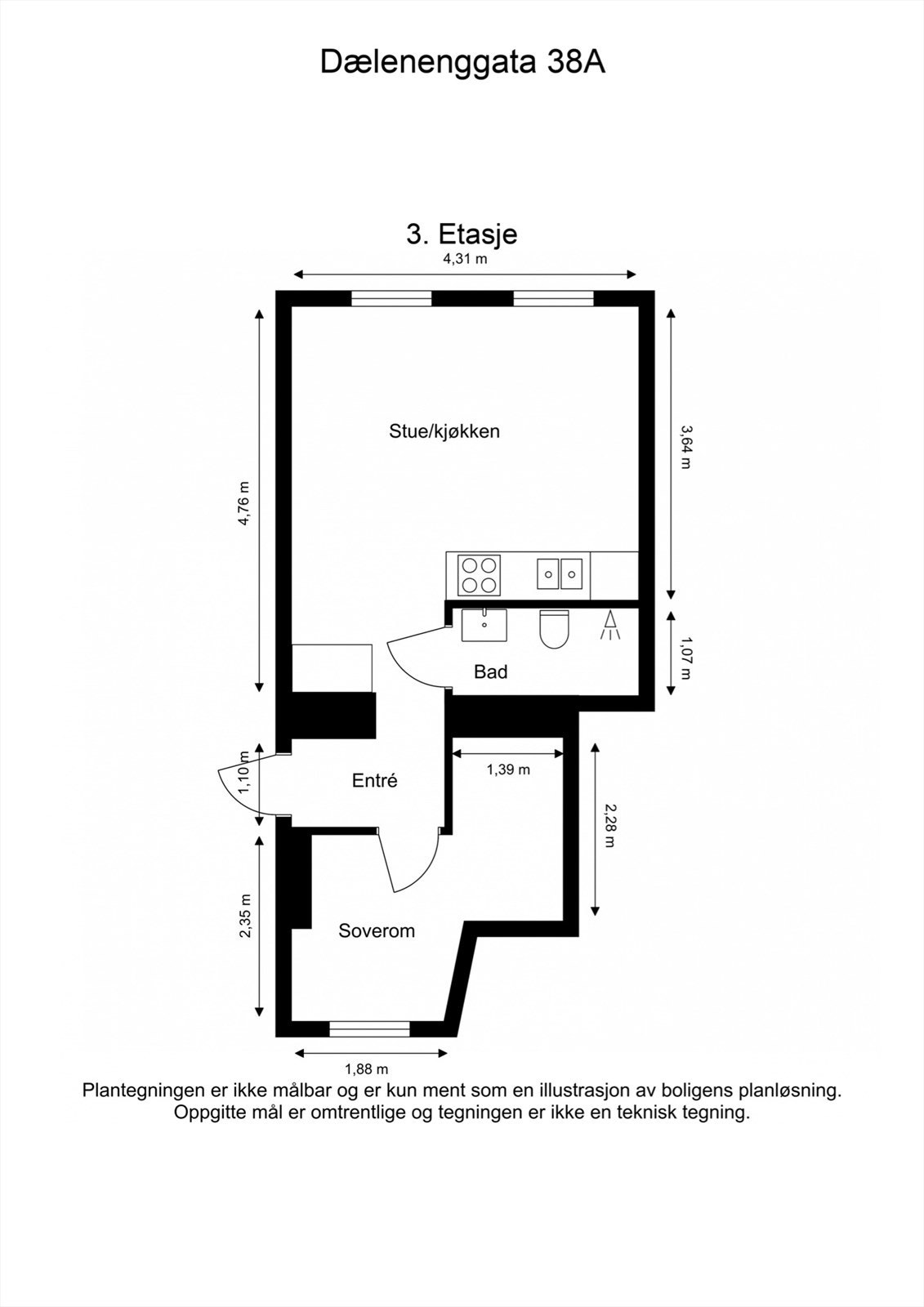 I tillegg følger en kjellerbod på ca. 3 kvm, som gir gode oppbevaringsmuligheter Galleribilde