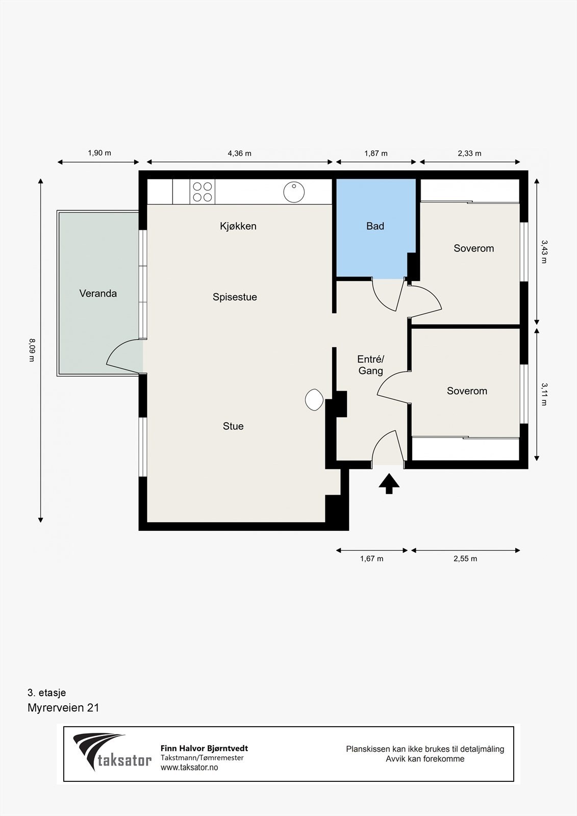Plantegning. NB: Bodarealer på hele 26m2 gulvareal medfølger på loft og i kjeller. Galleribilde