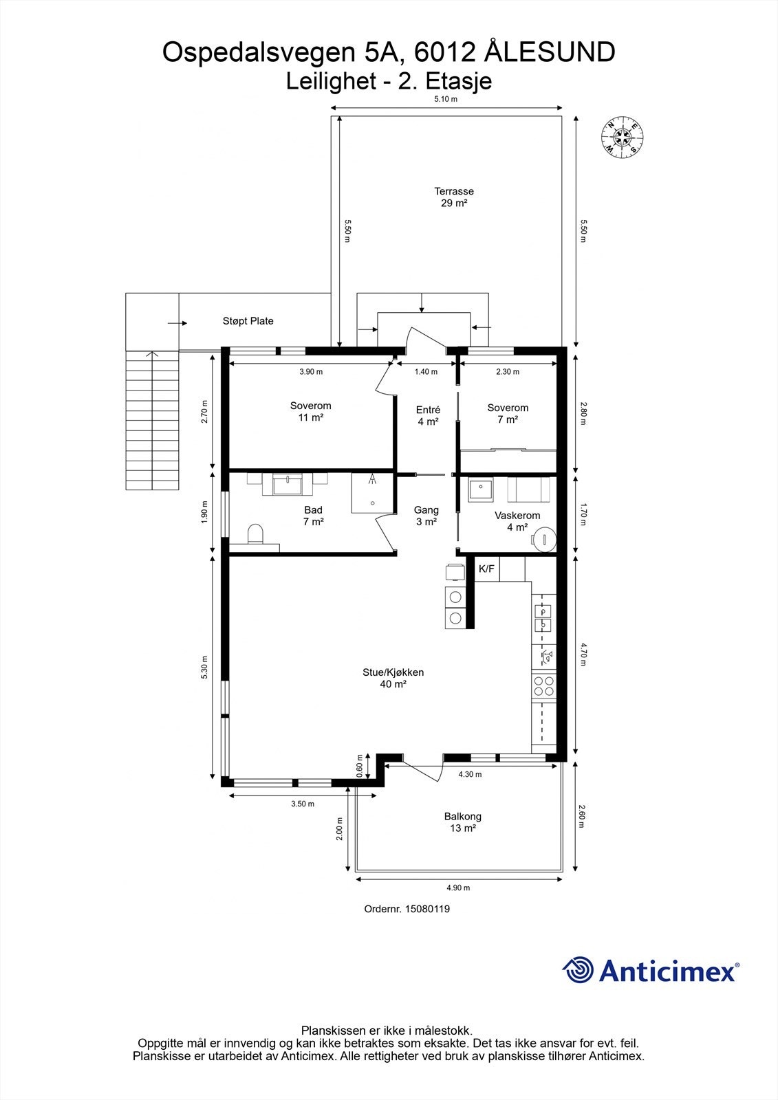 Målsatt plantegning Galleribilde