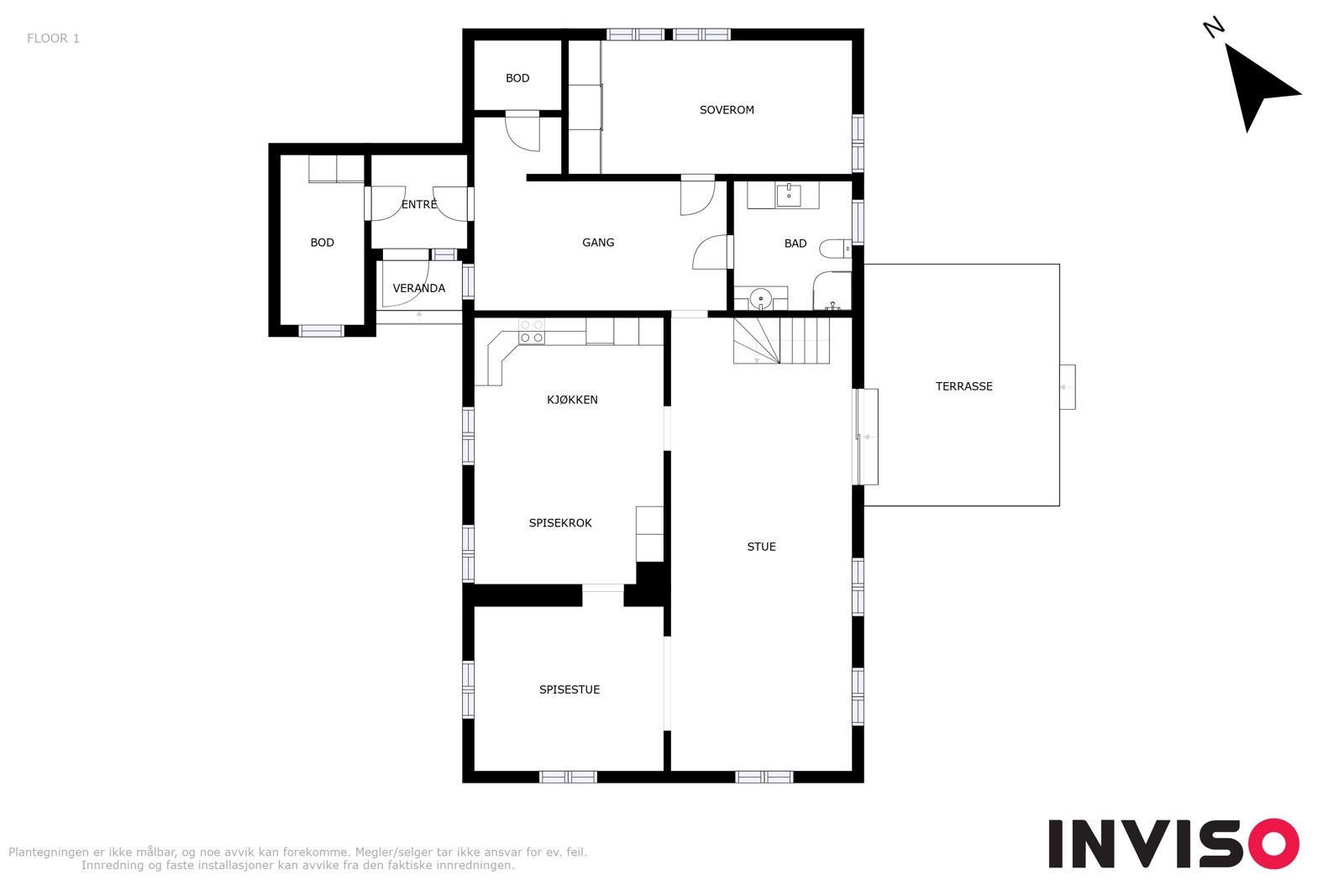 Planløsning 1. etasje kårboligen Galleribilde