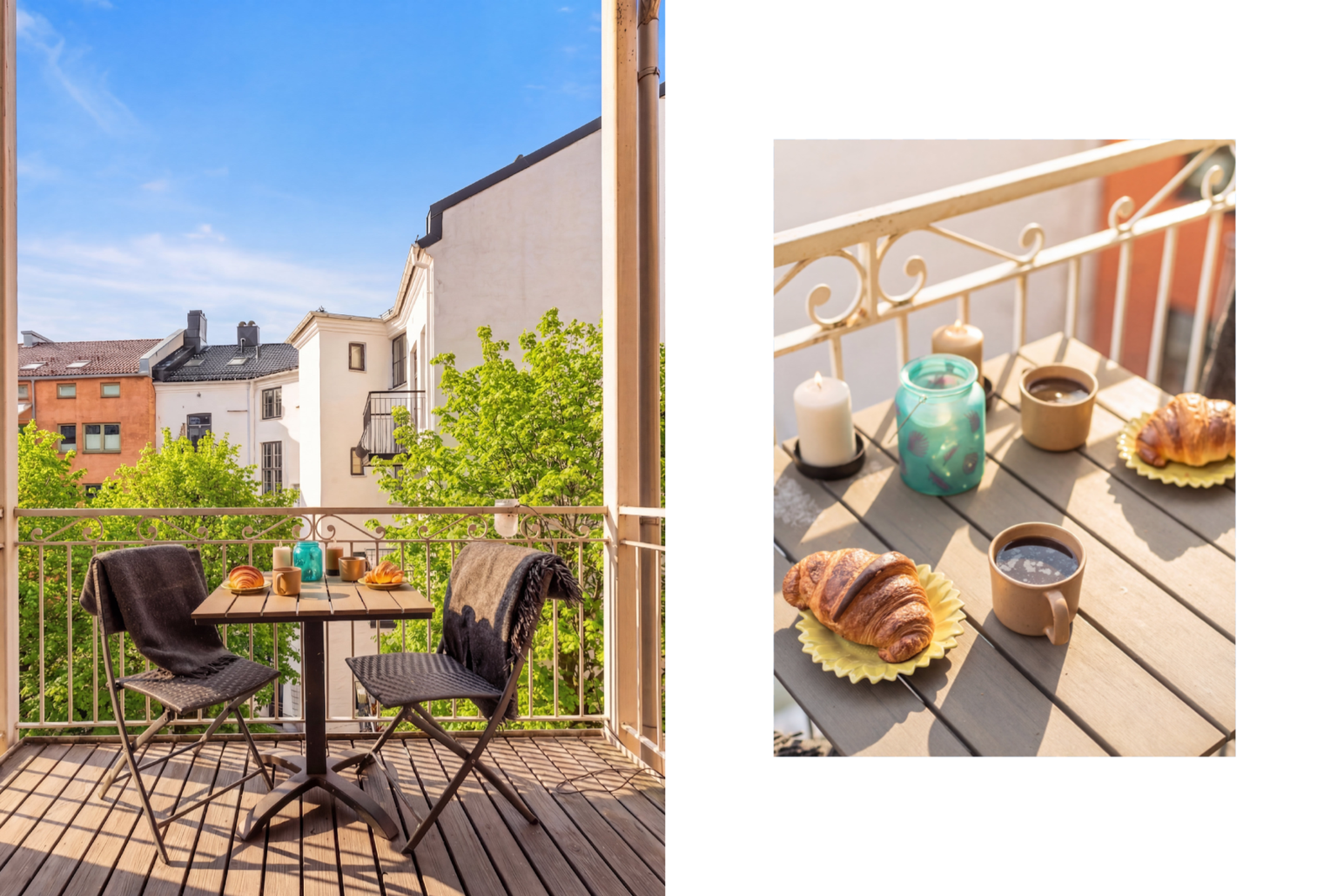 Fra stuen er det utgang til vestvendt balkong mot en grønn og hyggelig bakgård. Galleribilde