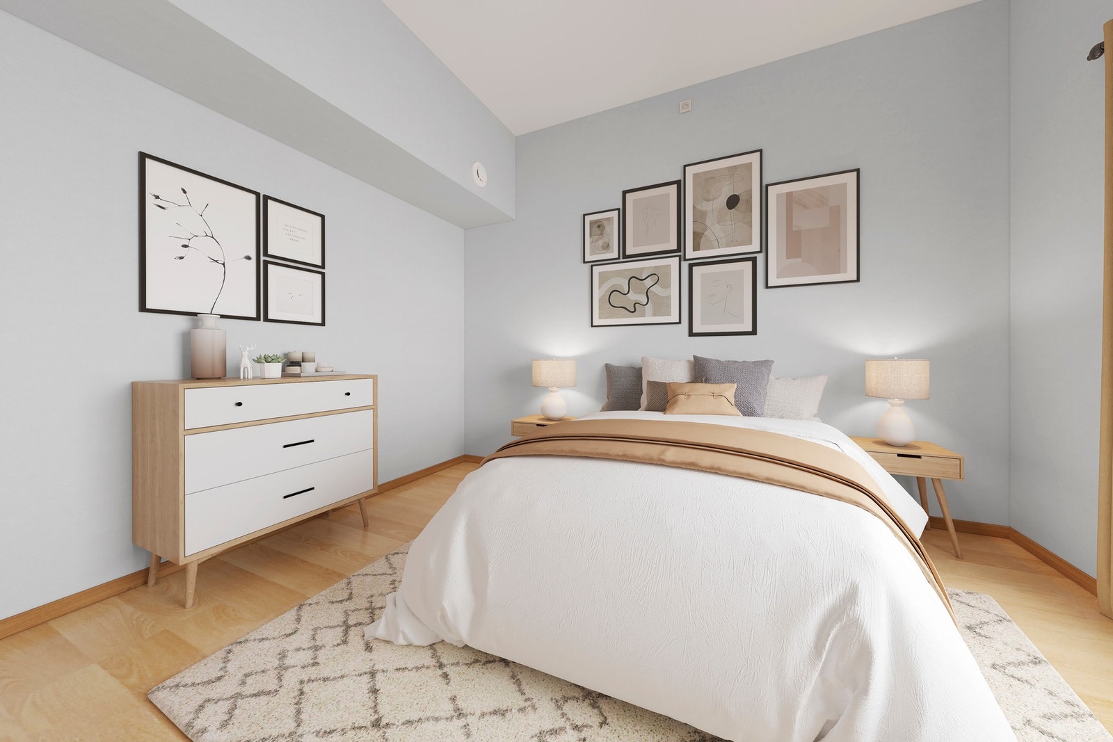 Leiligheten har et soverom på hele ca. 14 kvm med godt plass til diverse møblement Galleribilde