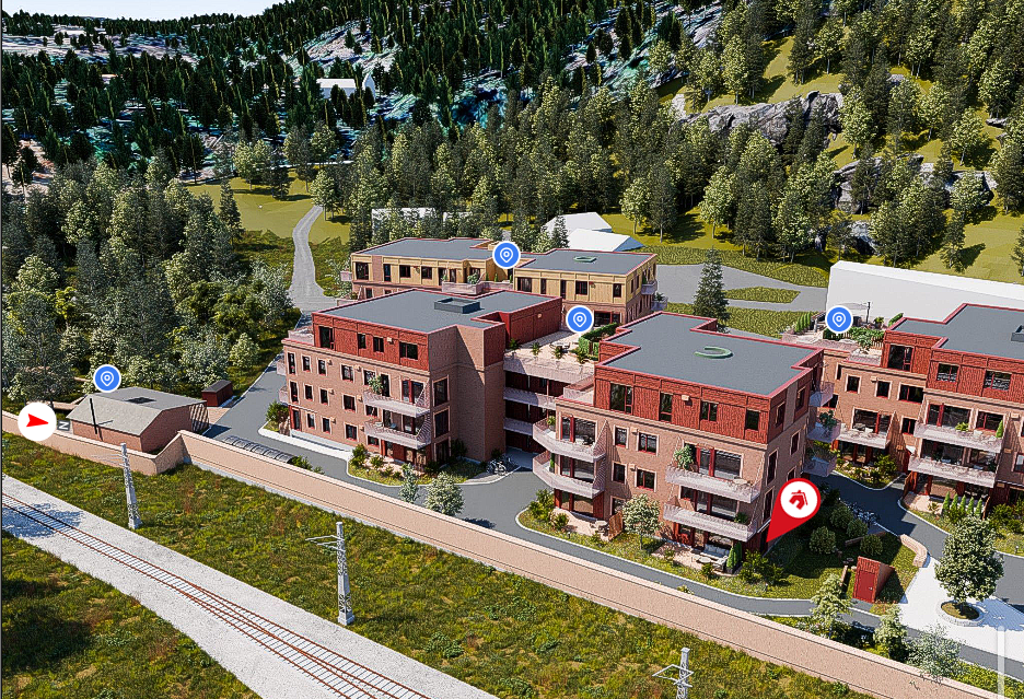 Hjørneleilighet i 1. etasje med markterrasse. (Illustrasjonen er veiledende og avvik kan forekomme.) Galleribilde