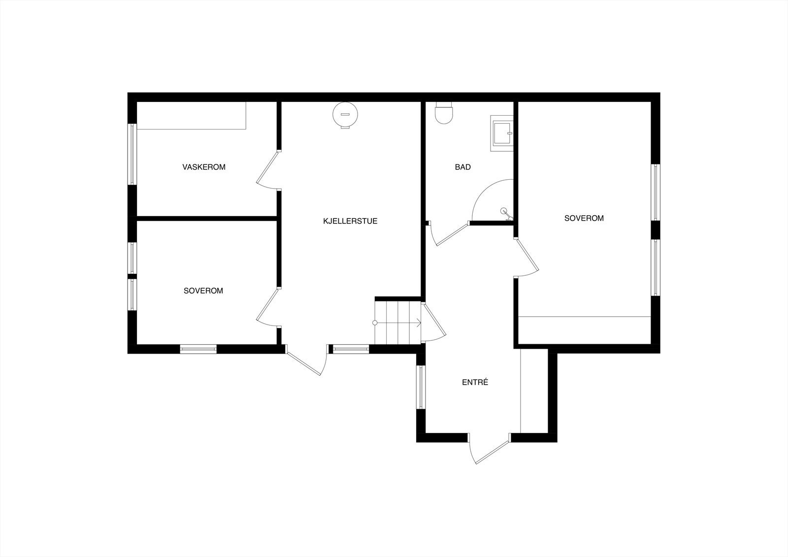 Plantegning 1. etasje og underetasje Galleribilde