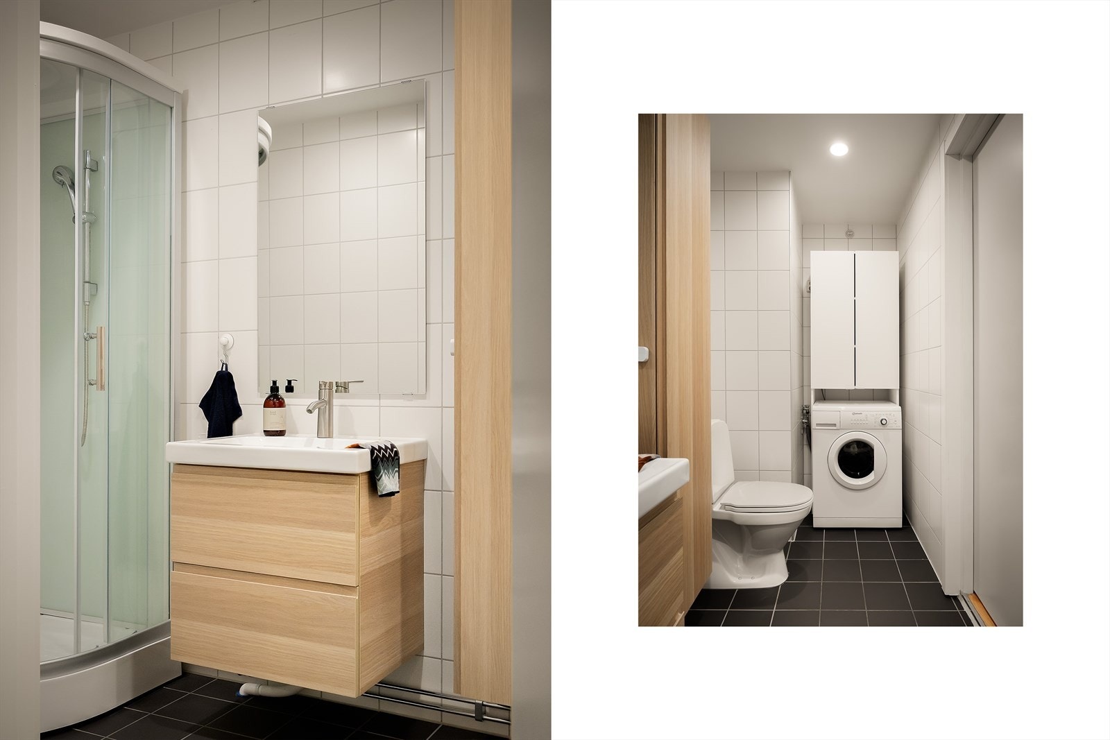 Det er opplegg for vaskemaskin på badet. Servant og skap fra 2020 Galleribilde