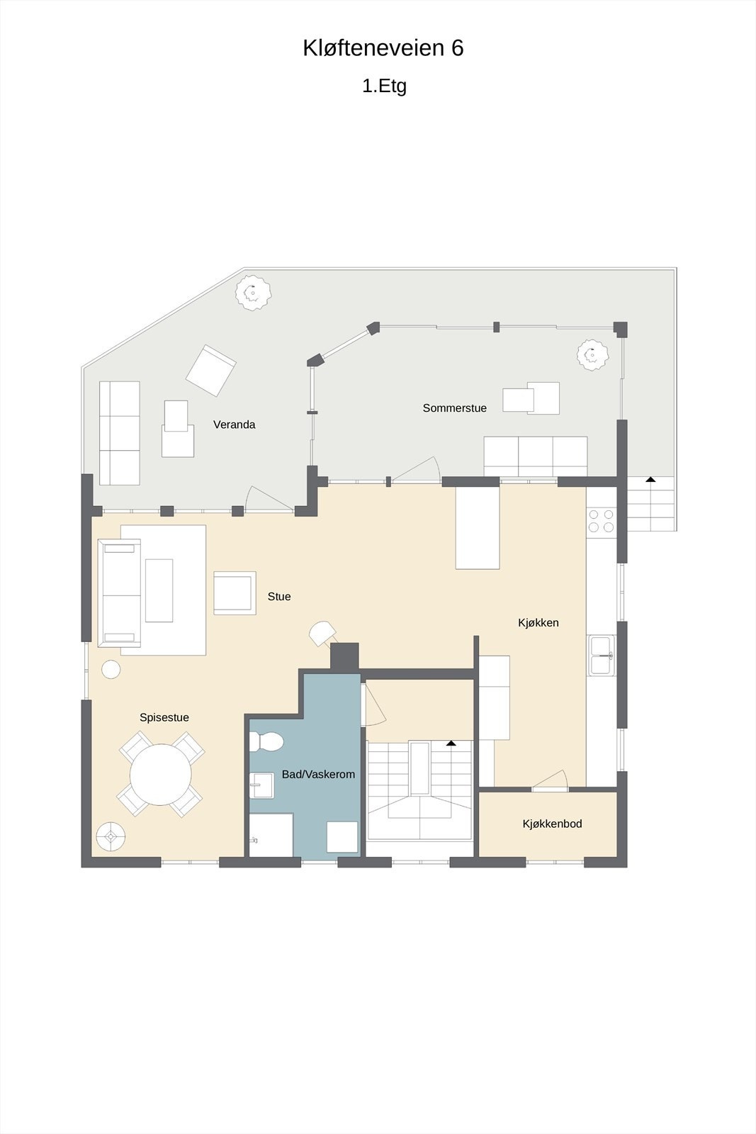 Skissert plantegning 1.Etg. Galleribilde