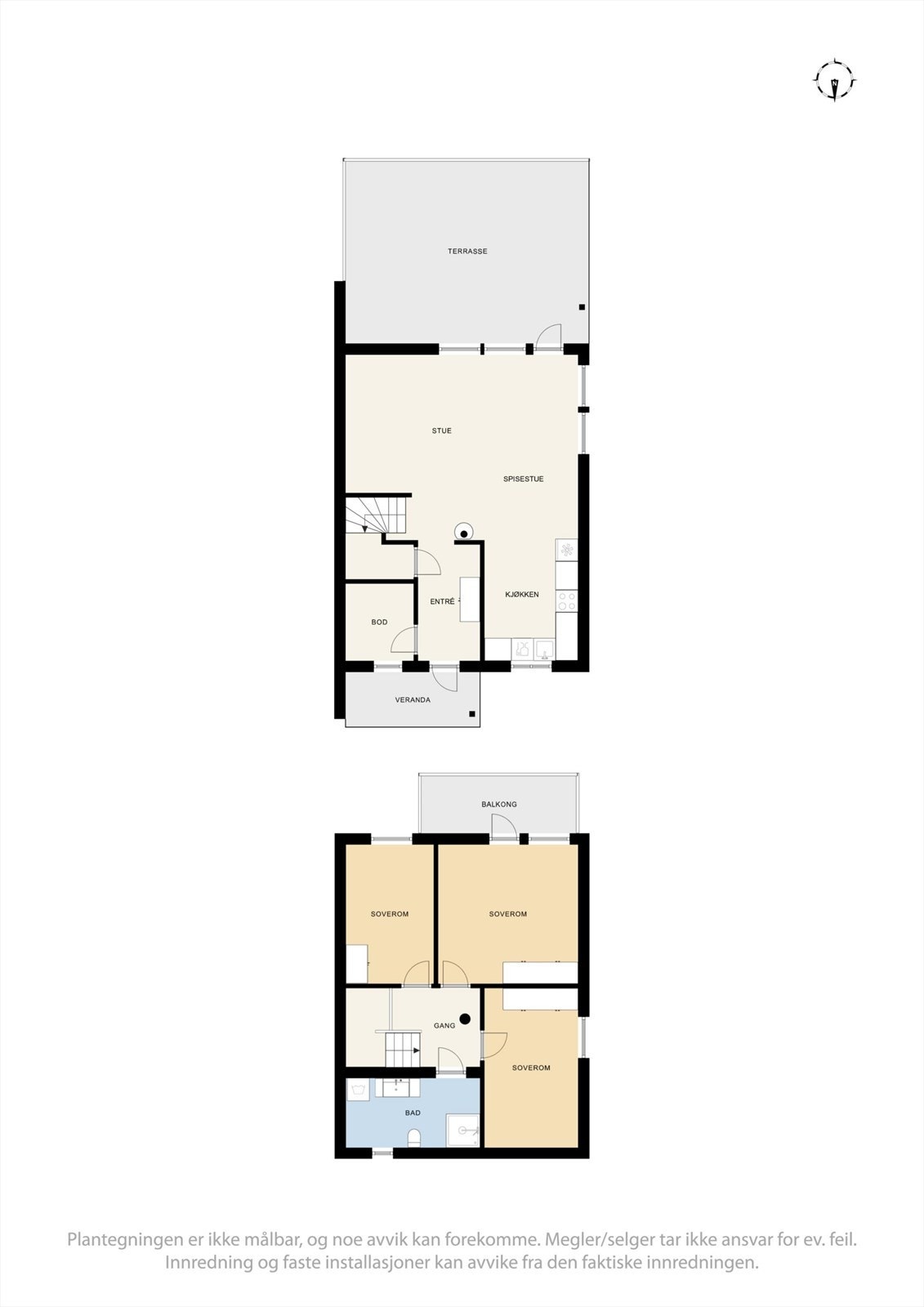 En gjennomtenkt planløsning fordeler sosiale soner og kjøkken i første etasje, med en privat soveromsavdeling i etasjen over. Galleribilde