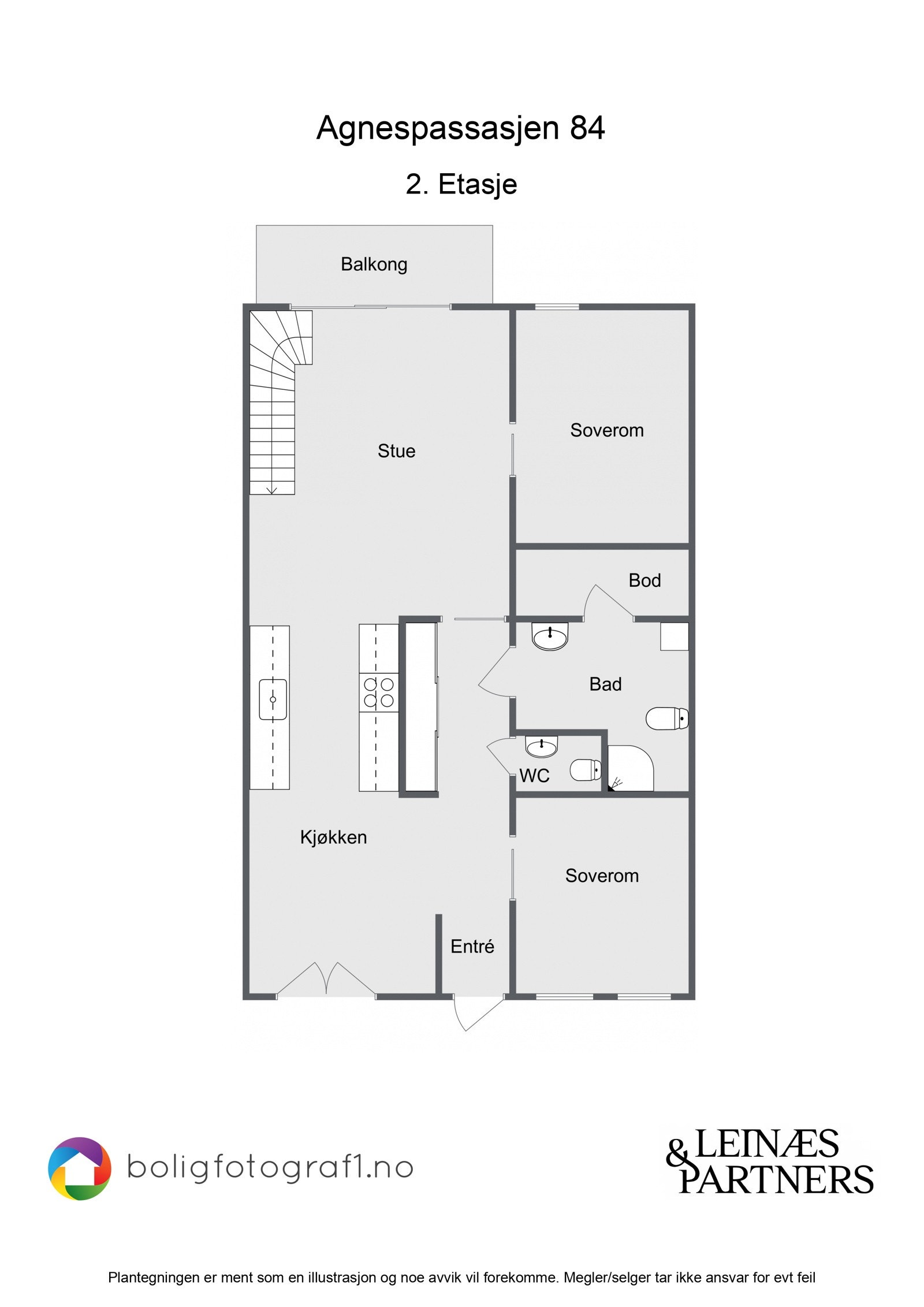 Plantegning 2. etg - plan 1 i leiligheten Galleribilde