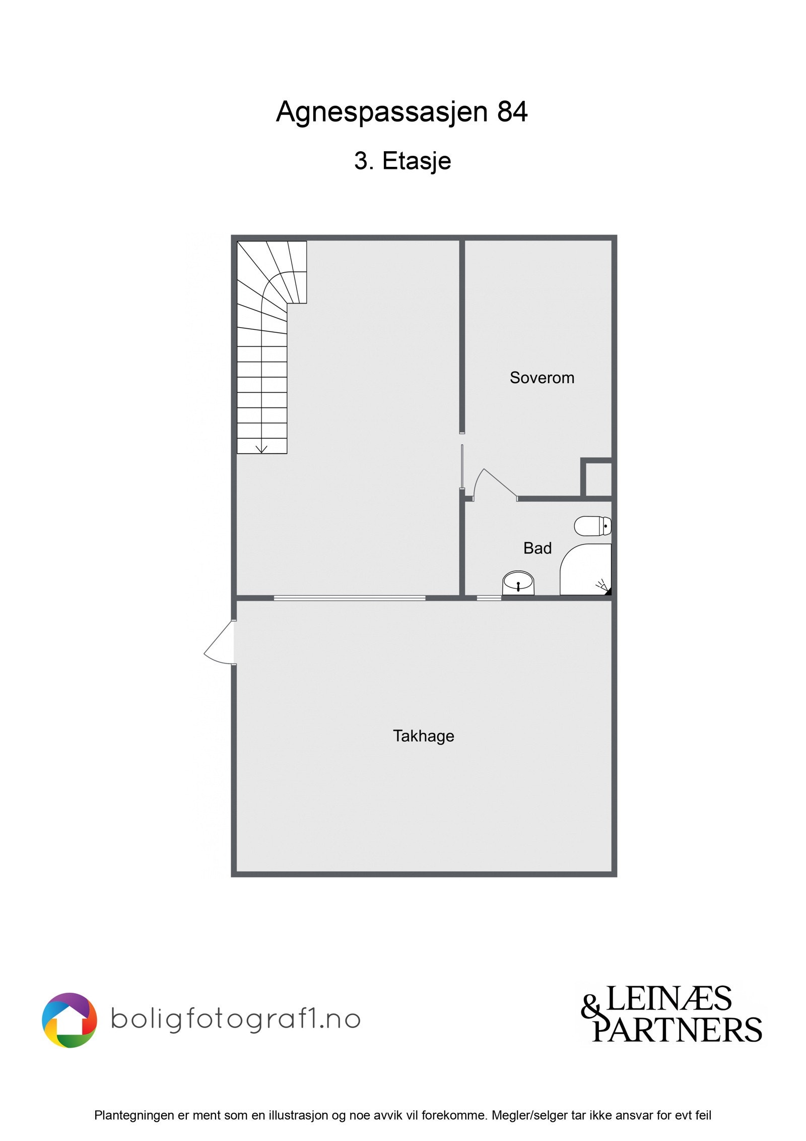 Plantegning 3. etg - plan 2 i leiligheten Galleribilde