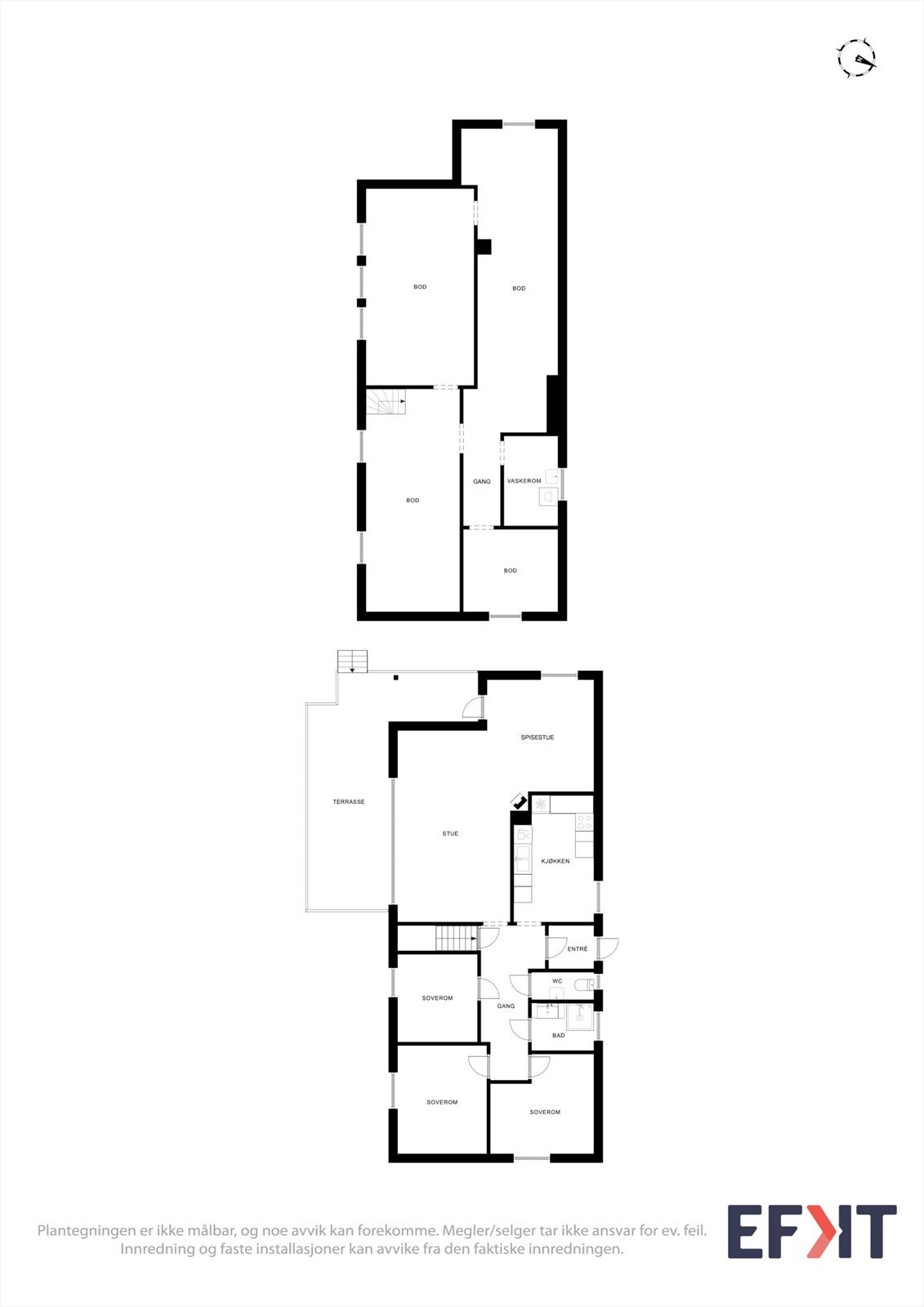 Boligen har en familievennlig planløsning fordelt over to plan, med hoveddel i første etasje. Galleribilde