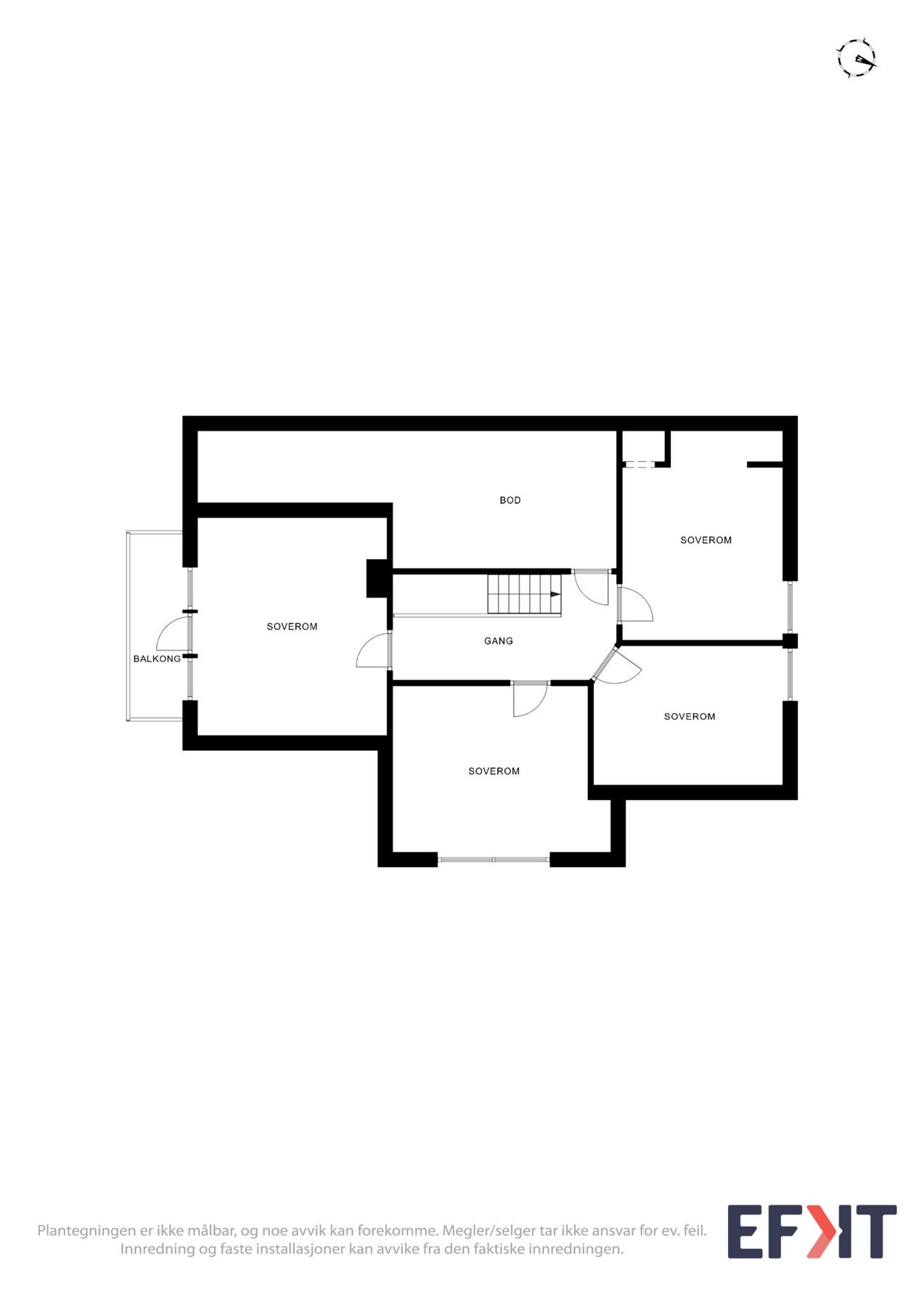 Plantegning loftsetasje. Legg merke til at du har godt med lagringsplass i denne etasjen. Galleribilde