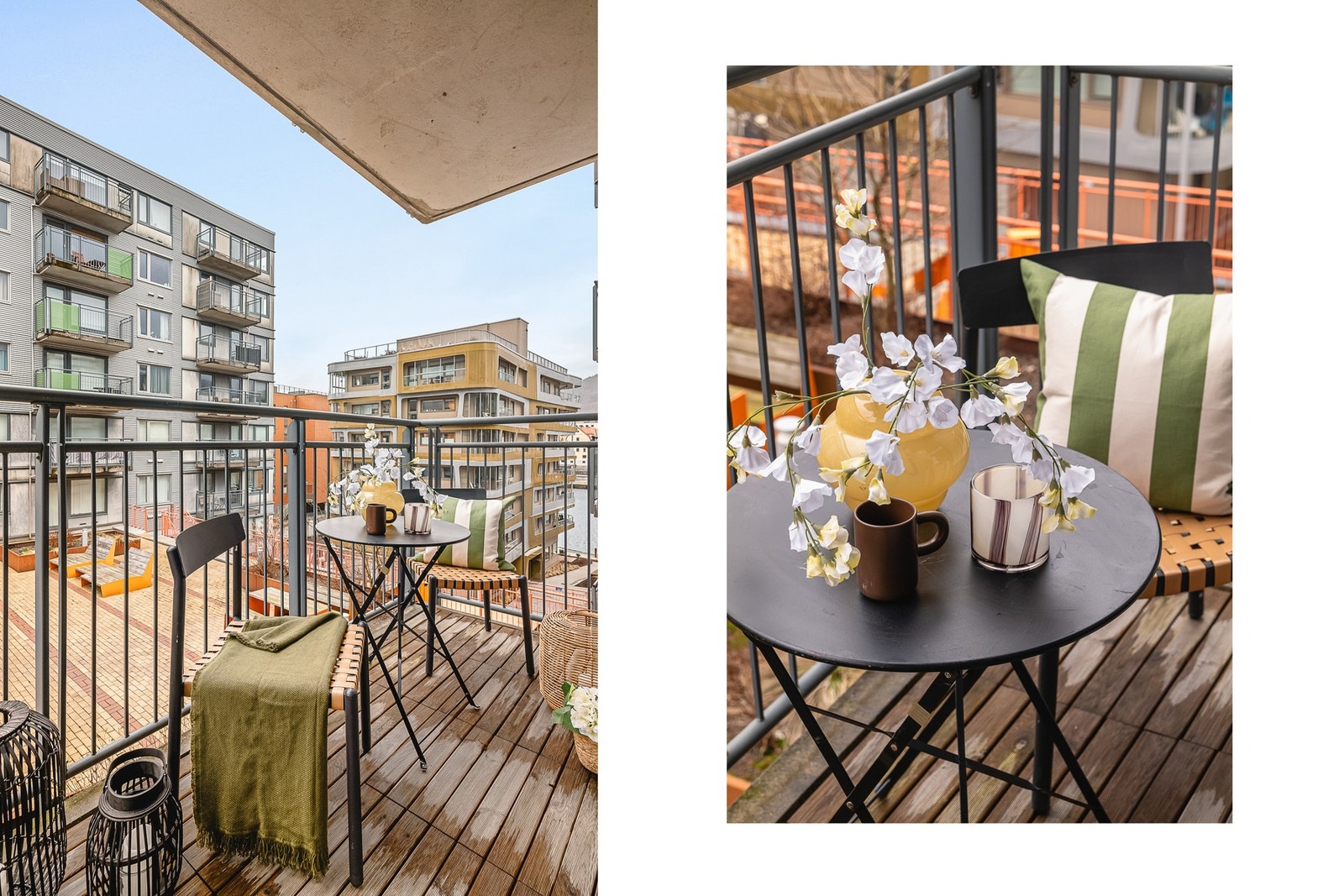 Fra balkongen kan en nyte kveldssolen, og en flott utsikt mot Damsgårdssundet. Galleribilde