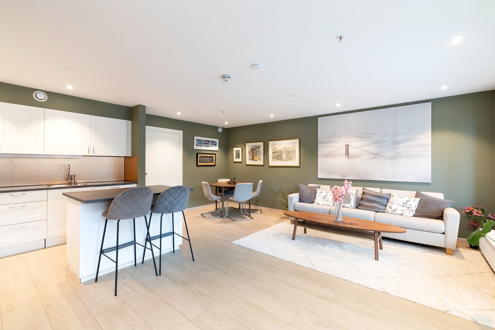 Meget flott 3-roms eierleilighet på Rona. Stor, solrik innglasset balkong. P-plass med elbillader i kjeller Galleribilde