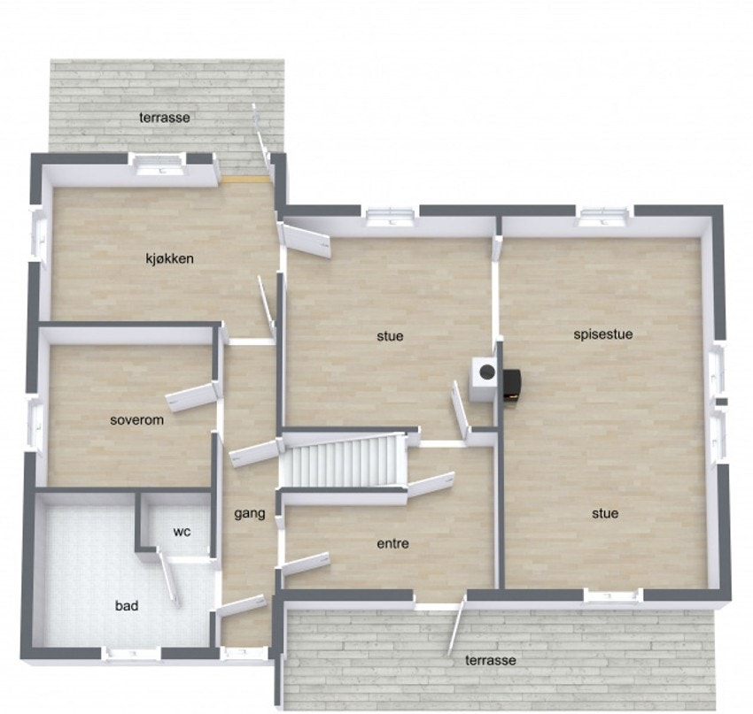 Plantegning 1. etasje Galleribilde