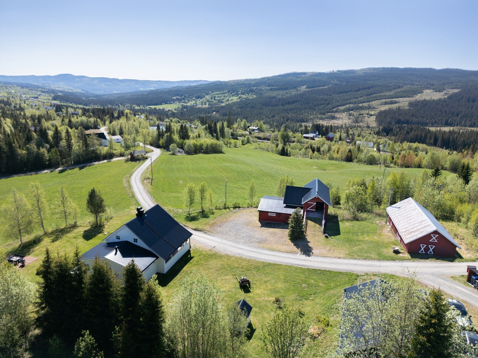 Området er bebygd med landbrukseiendommer, hytter og boliger med romslig avstand Galleribilde