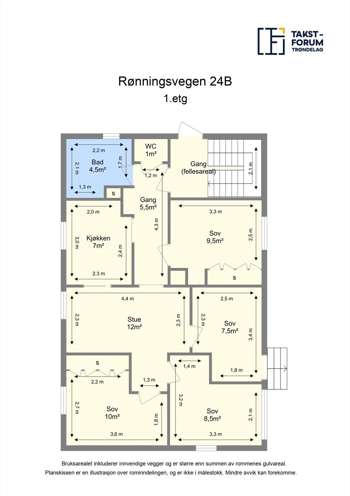 Planskisse 1. etasje. Galleribilde