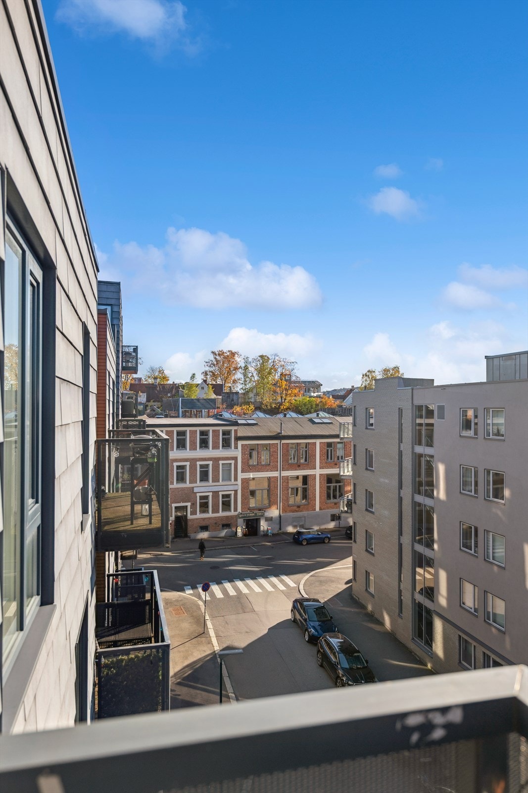 Fra balkongen har du utsyn over Rodeløkkas sjarmerende gater, en unik bydel som kombinerer historiske trehus med urban puls. Galleribilde