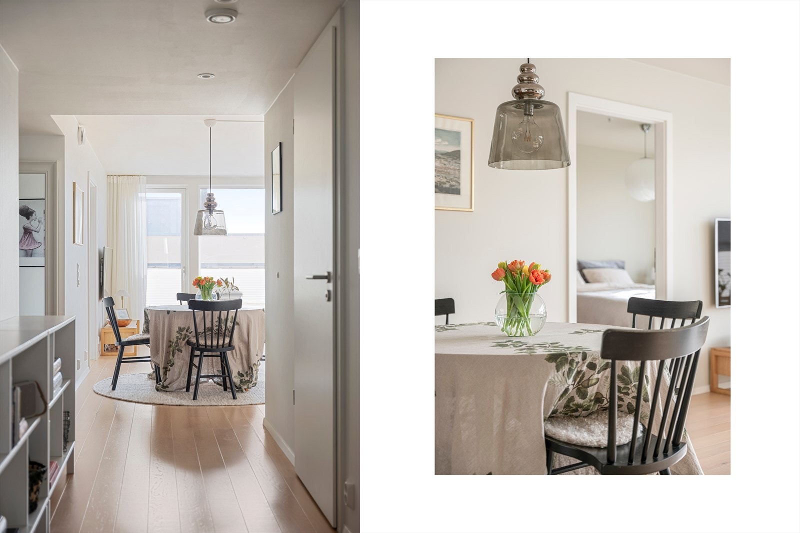 Gjennomgående parkett i alle oppholdsrom knytter rommene sammen på en elegant måte. Galleribilde