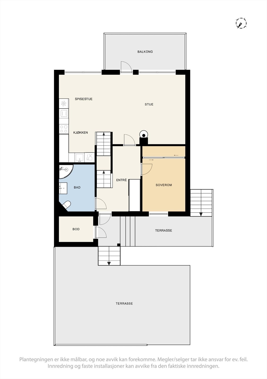 Plantegning av boligens hovedetasje (1. etasje) Galleribilde