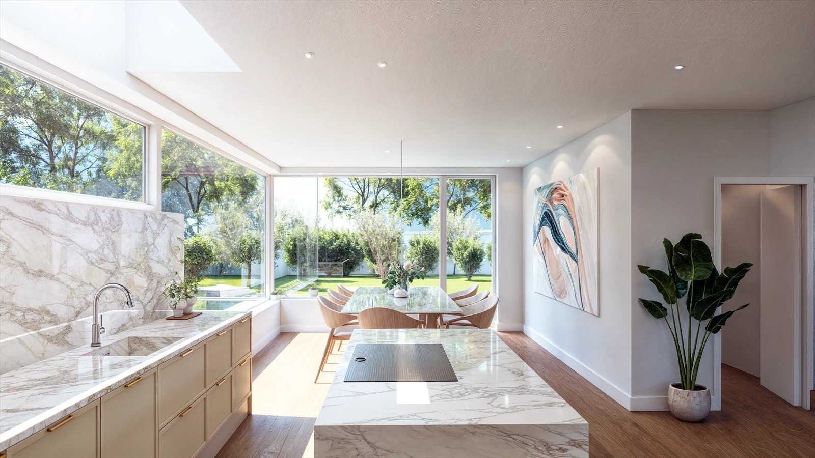 Store vindusflater som gir rikelig med naturlig lysinnslipp. Galleribilde