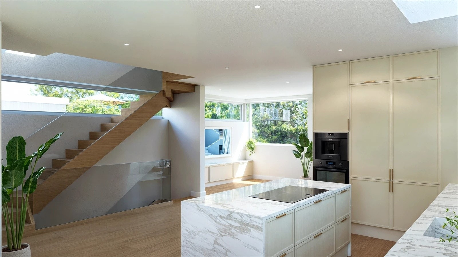 Elegant trapp som tar deg opp til 2.etg med 4 soverom og 2 bad. Trapptrinnene blir levert som parketten i eik. Galleribilde