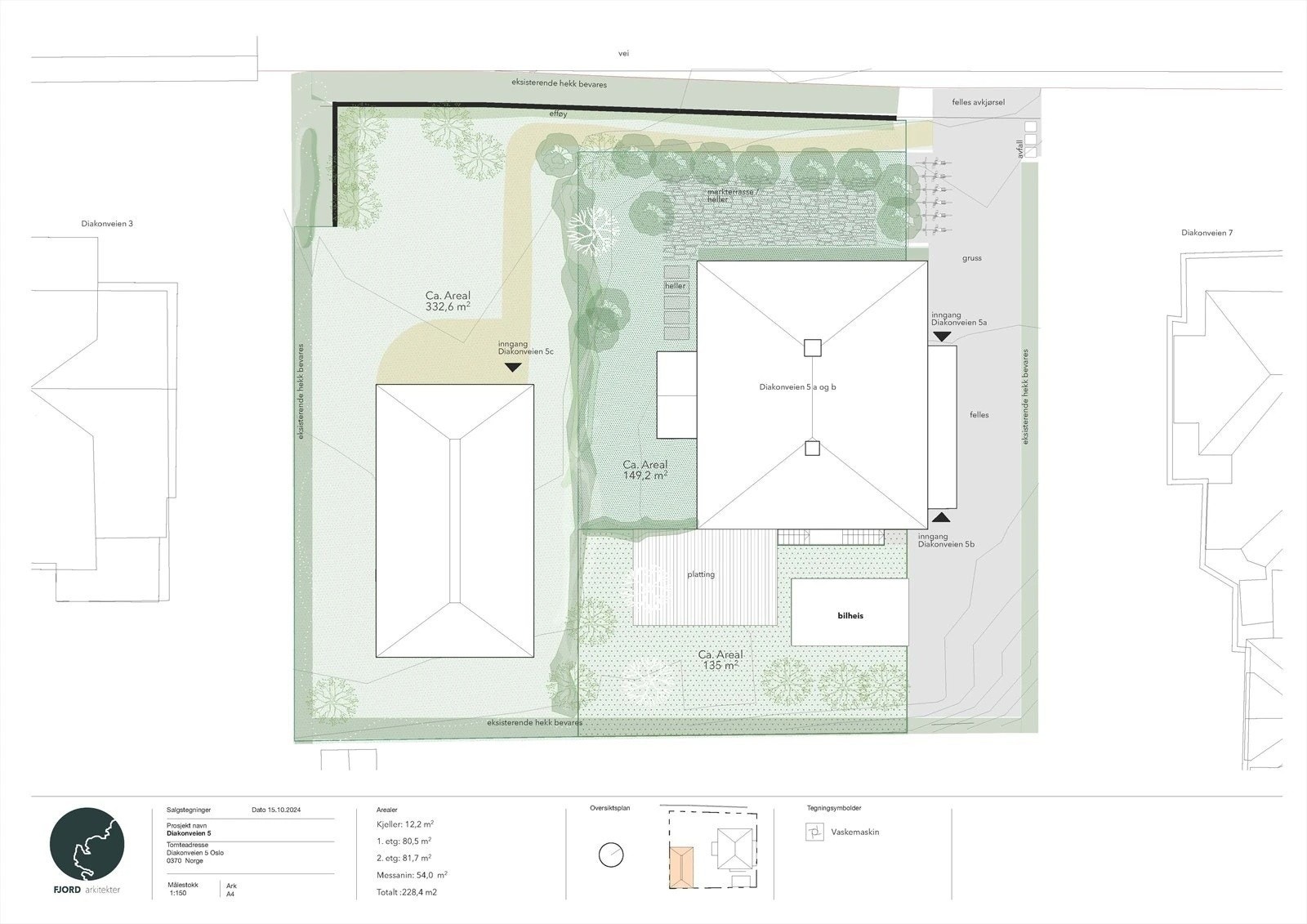 Boligen vil få en solfylt vestvendt hage, pent opparbeidet med hekk, plen og prydbusker. Galleribilde