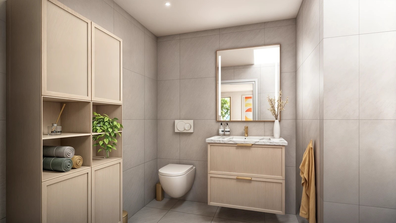 To svært delikate bad i 2. etg - Hovedbadet blir levert med 60x60 fliser på gulv og 60x120 på vegger, i dusjsonen vil det være 5x5 mosaikkfliser. Galleribilde