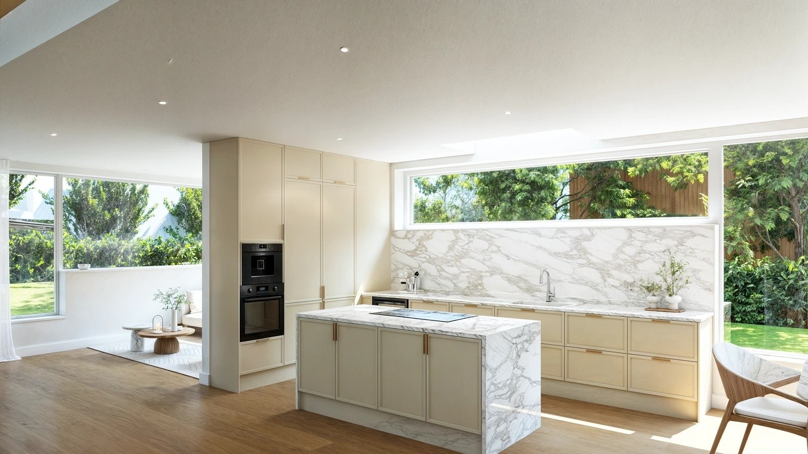 De store glassvinduene er gjennomgående i hele etasjen. Galleribilde