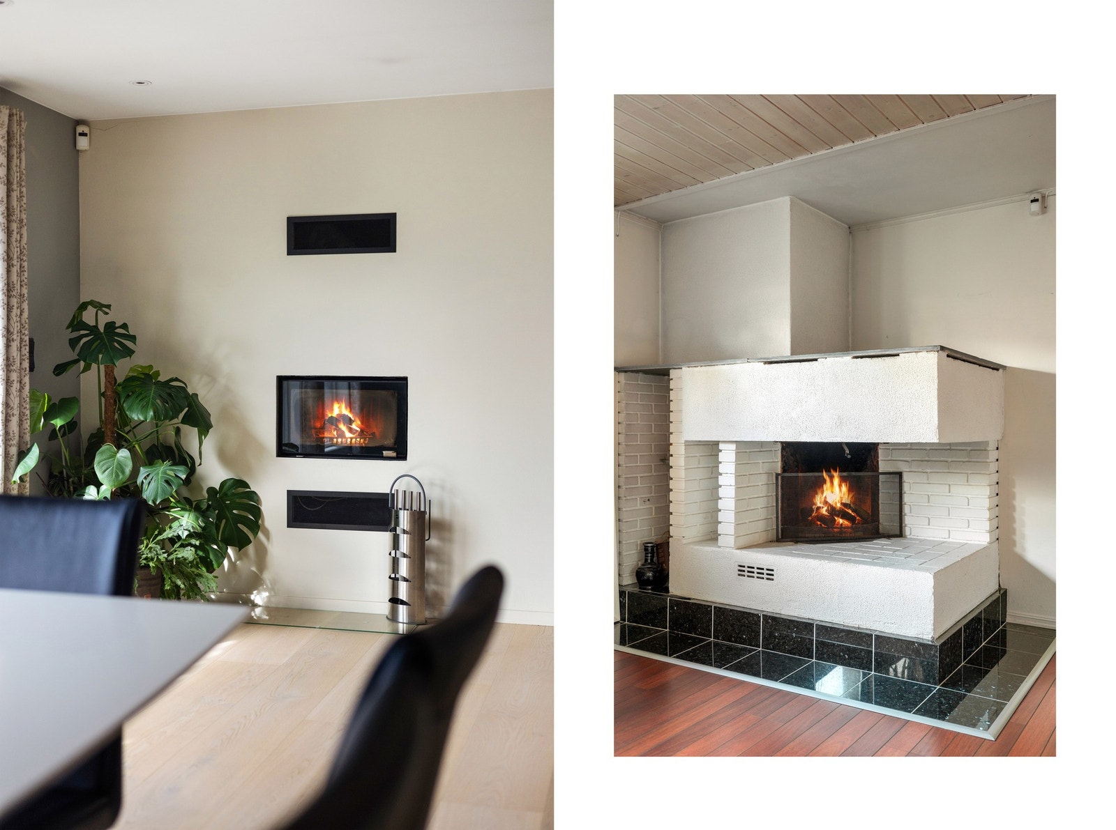 Peisen i stuen sørger for god varme på kalde dager og bidrar til en lun og hyggelig atmosfære Galleribilde