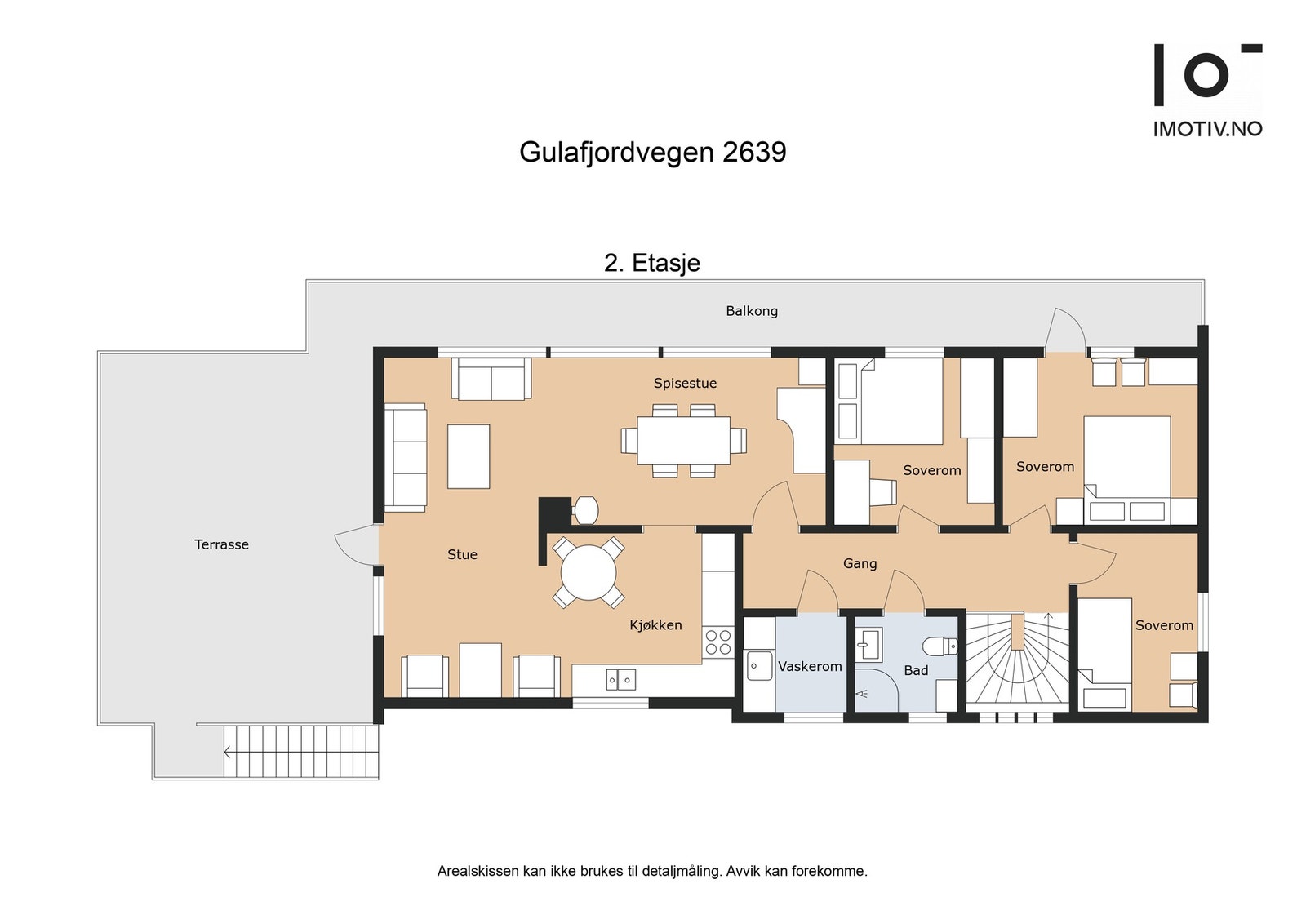 Plantegning andre etasje. Areal 96 m² Galleribilde
