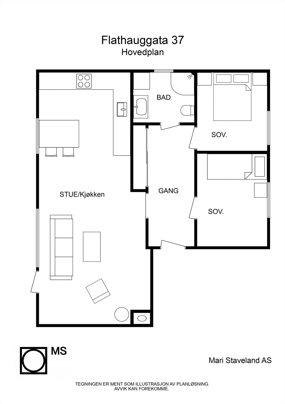 Flathauggata 37 - 2D - Hovedplan - Letterhead Galleribilde