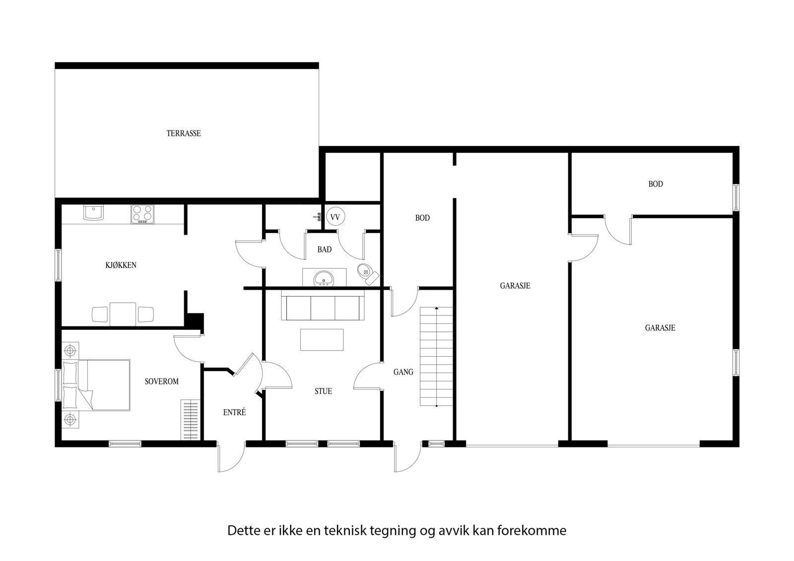 Planløsning for sokkeletasjen inkl hybelen Galleribilde
