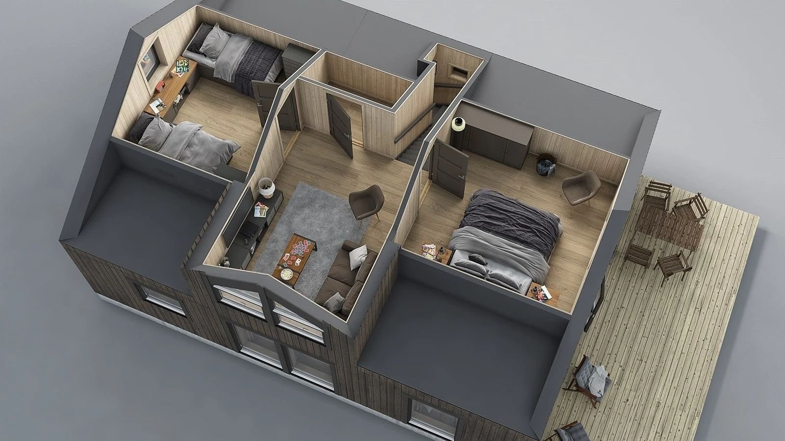 Oversiktsbilde fra Saltdalshytta uten tilvalg. 2.etg Galleribilde