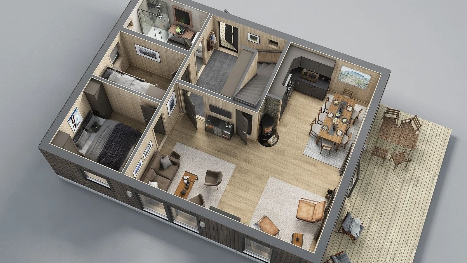 Oversiktsbilde fra Saltdalshytta uten tilvalg. 1etg. Galleribilde