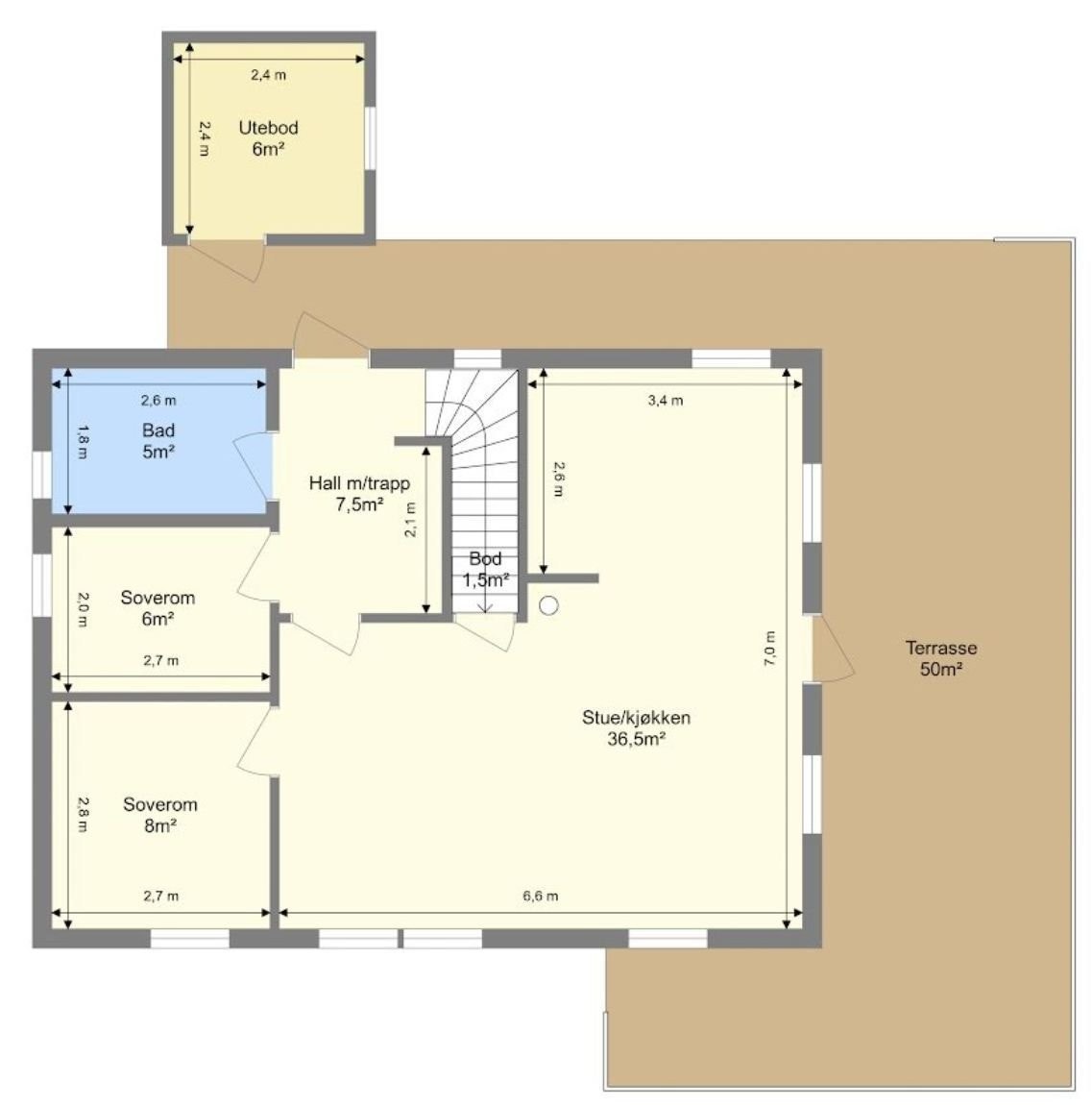 Plantegning 1.etg Galleribilde