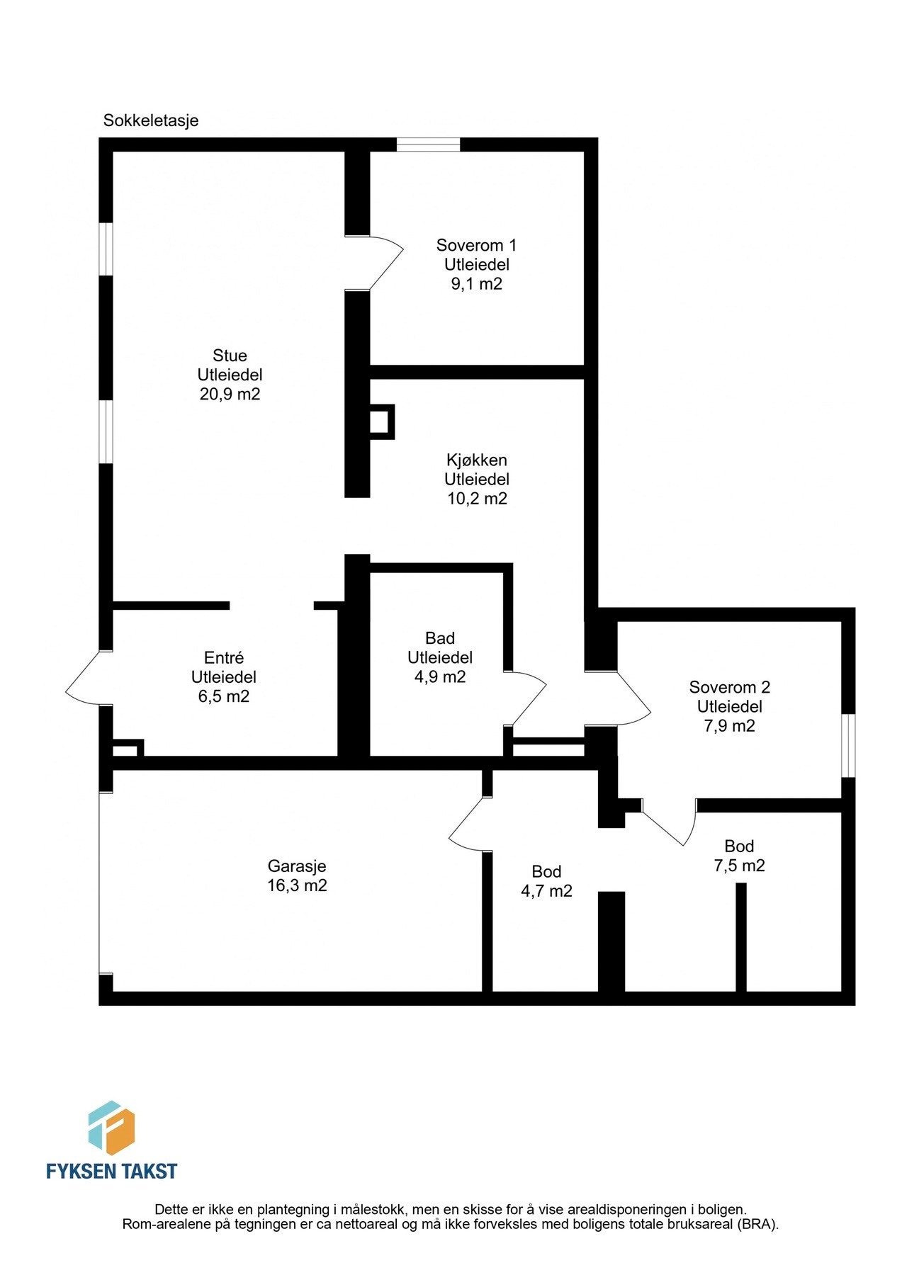 Planskisse sokkeletasje. Galleribilde