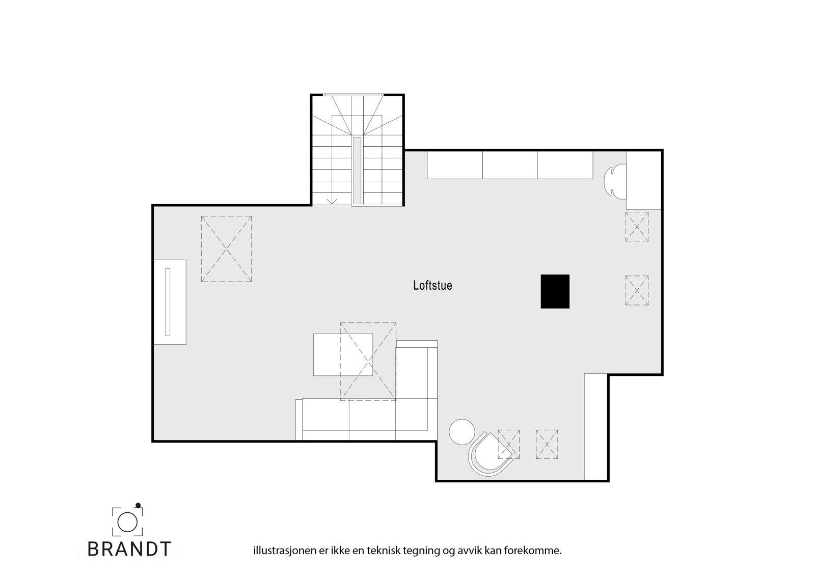 Plantegning loftsetasje Galleribilde