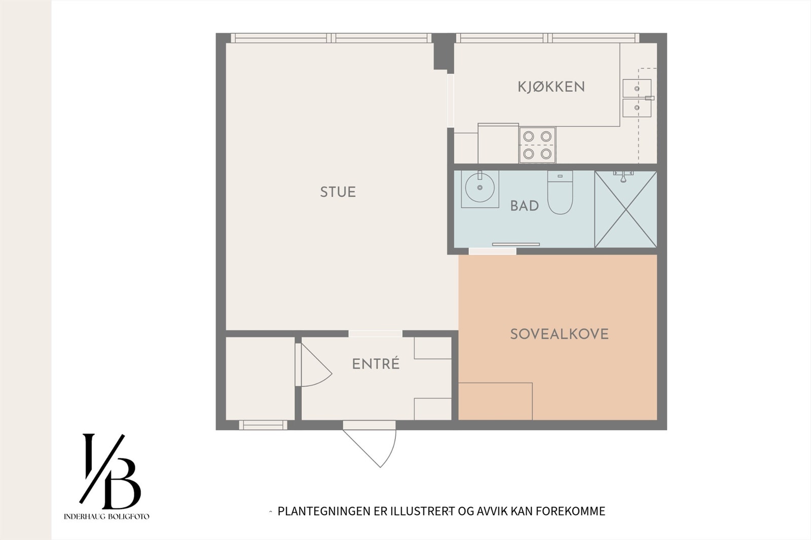 Leiligheten er målt opp til 44kvm (BRA-I). Galleribilde