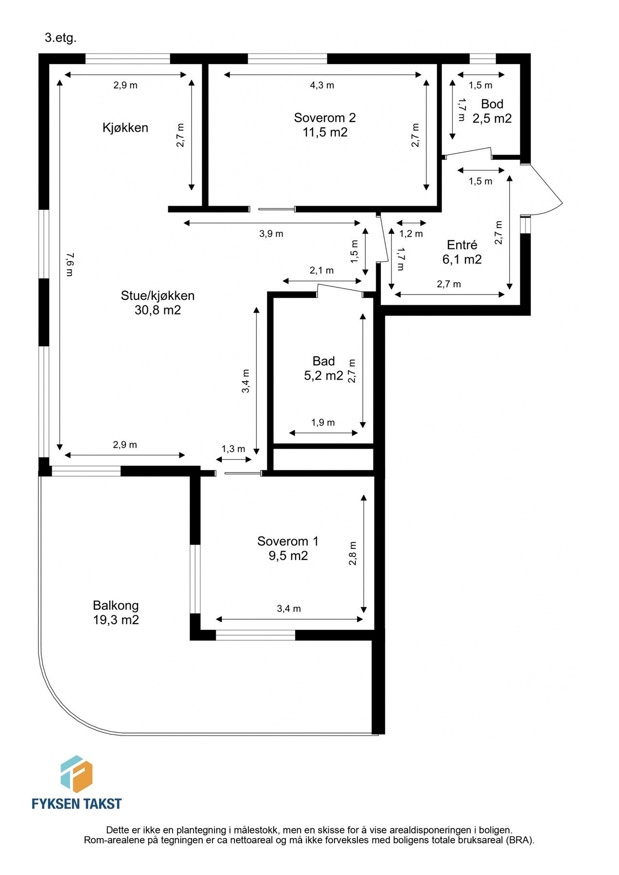 Målsatt planskisse. Galleribilde