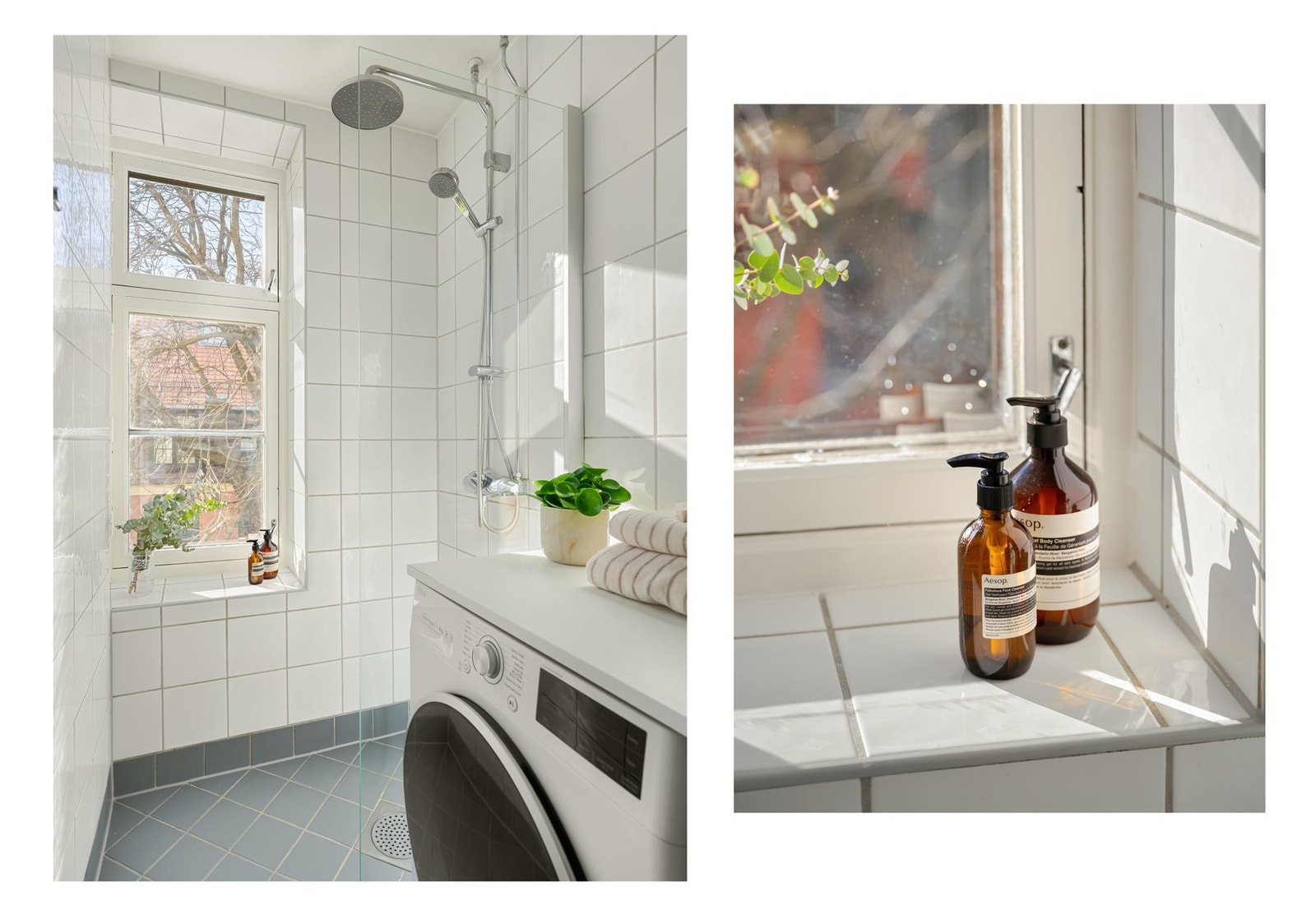 Badet er innredet med dusjhjørne, servant med innredning og speil. Hvor deilig er det ikke med vindu på badet? Galleribilde