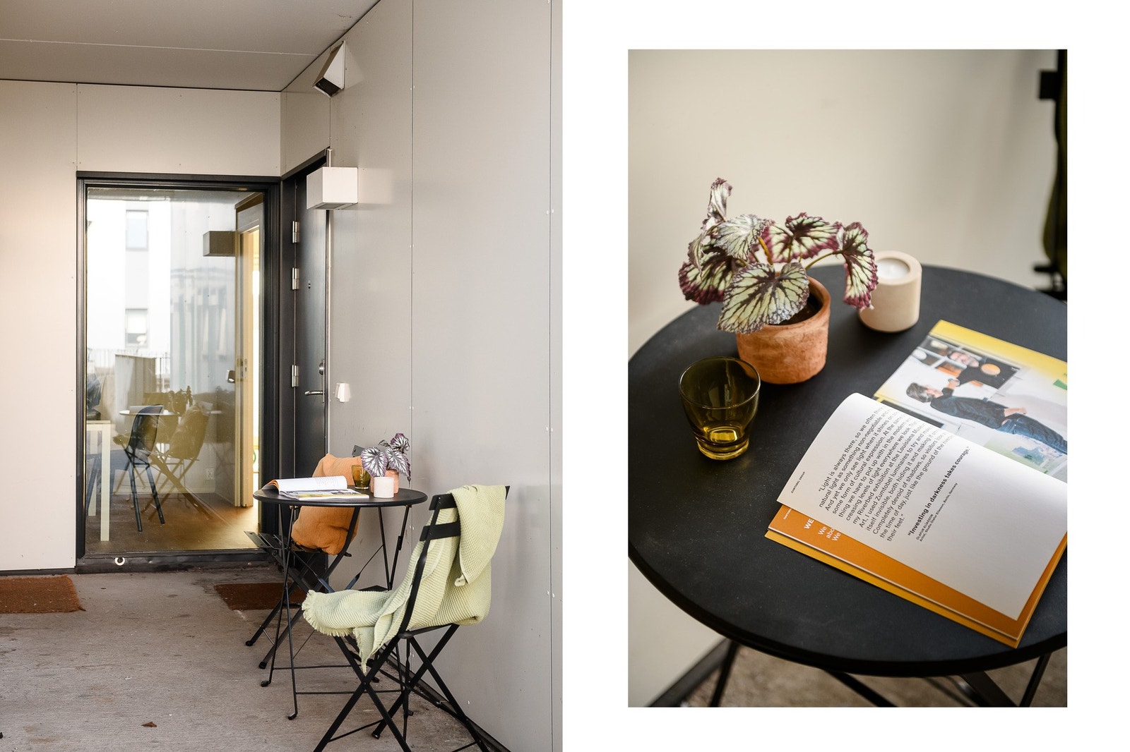 Sitteplassen i svalgangen er også et fint uteområde som kan brukes, her kan morgenkaffen nytes. Galleribilde