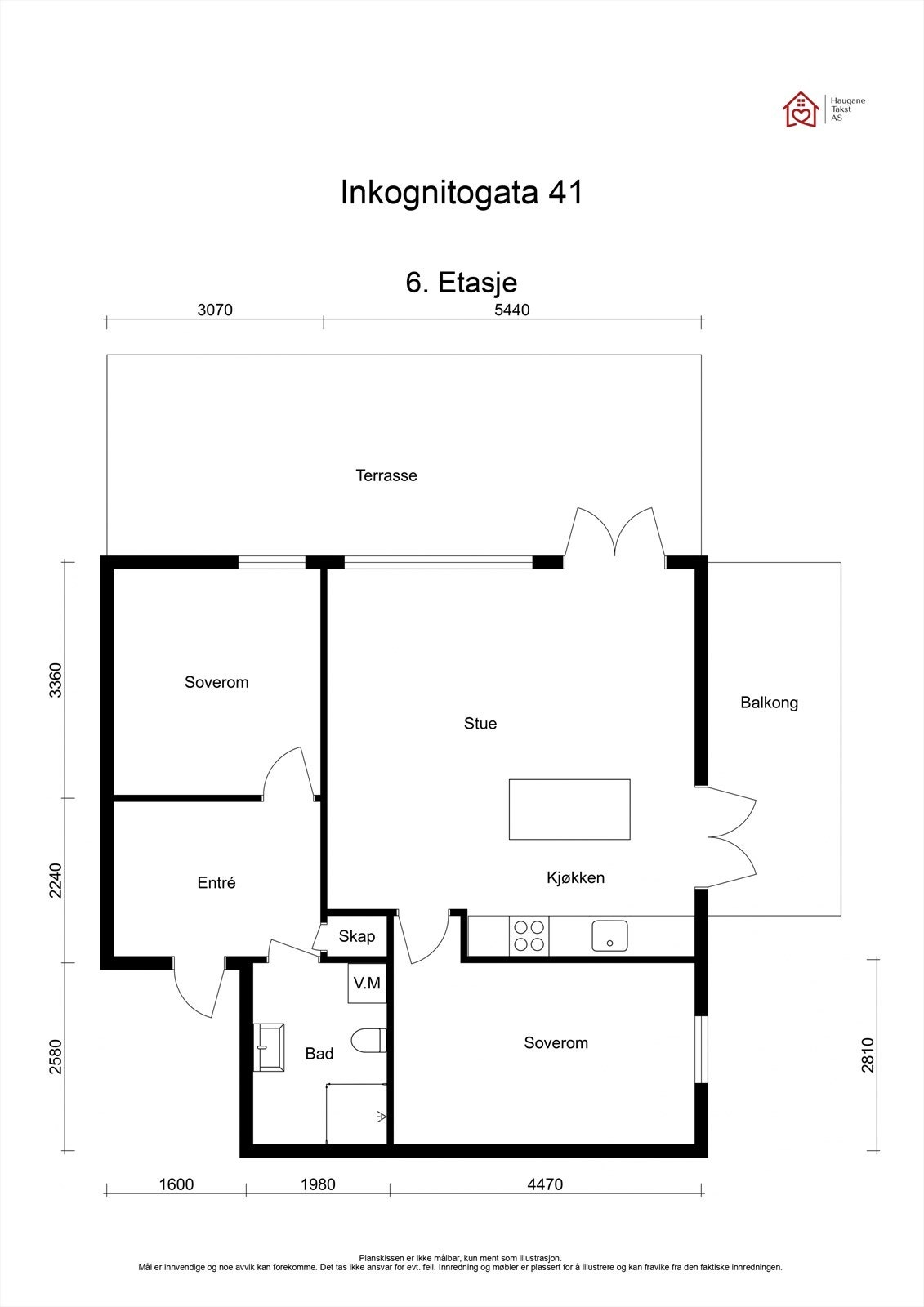 Plantegning. Leiligheten disponerer en bod i kjeller på ca. 6 m² og en garasjeplass i fellesanlegg. Galleribilde