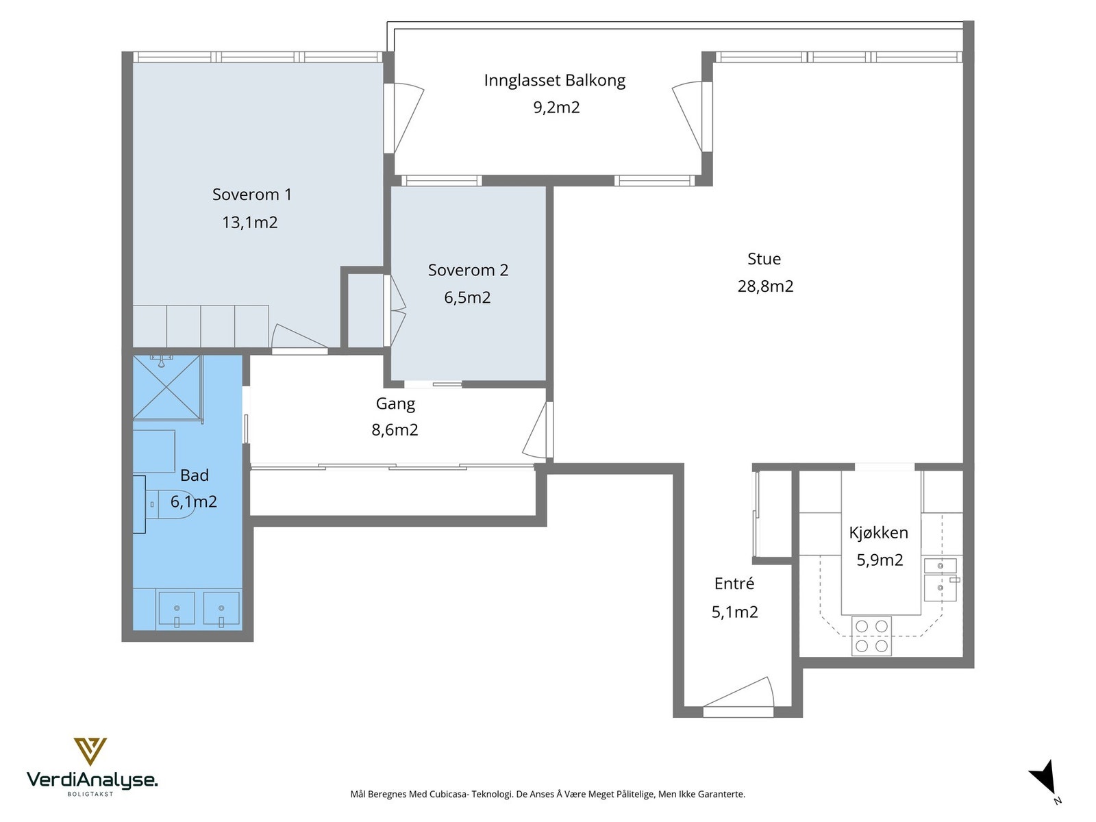 Planskisse av leiligheten. Galleribilde