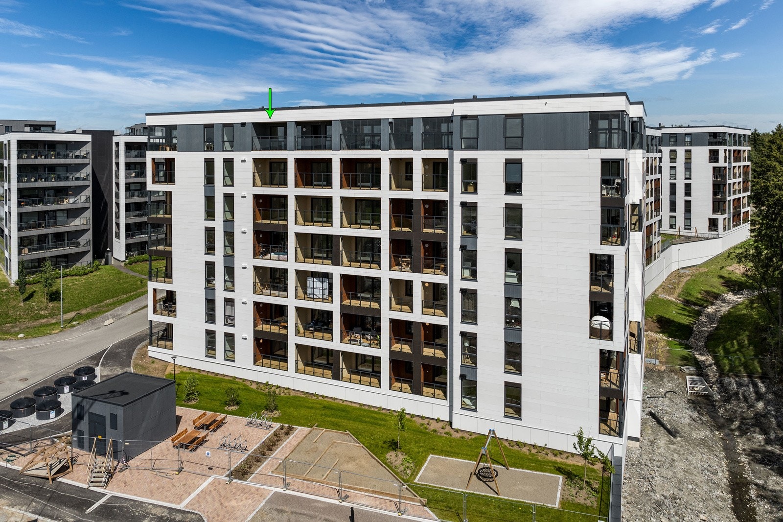 Bygg L består av 76 boligenheter, nyoppført i 2025 Galleribilde